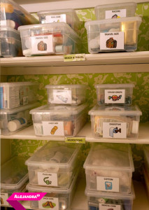 Simple Bathroom Organization! Keep your bathroom closet organized with shoebox organizers & Photo Labels from https://www.alejandra.tv/photolabels #AlejandraTV