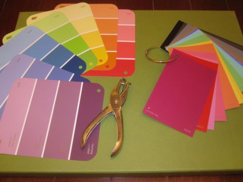 Paint Swatches + Hole Punch + Binder Ring = Organized