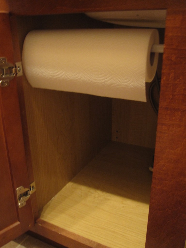 Paper Towel Storage on Tension Rod