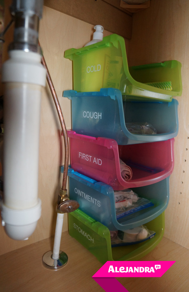 Budget Friendly Bathroom Organizing: Use Dollar Store Stackable Containers to Maximize Space & Minimize Cost #AlejandraTV