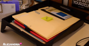 Use a Paint Tray as an Affordable way to Organize the Papers on your Desk