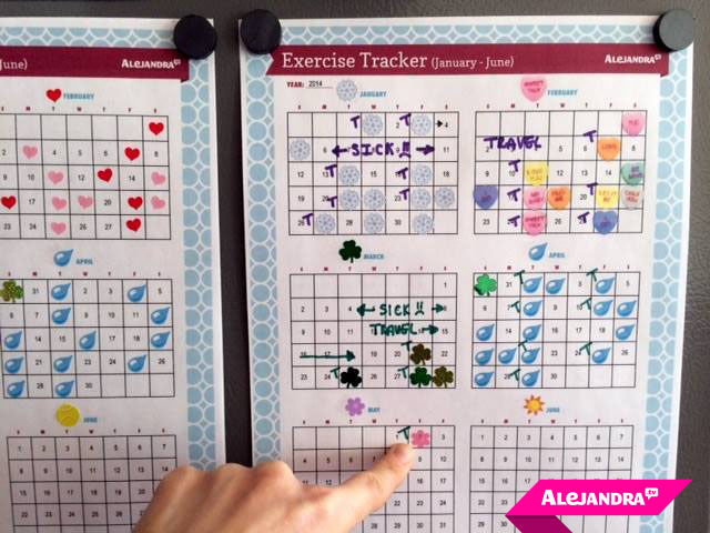 new month new sticker on my exercise tracker