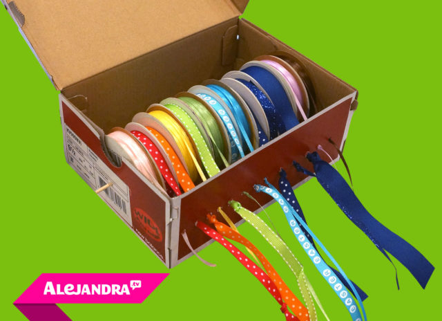 DIY Ribbon Organizer = Shoe Box + Skewer Stick