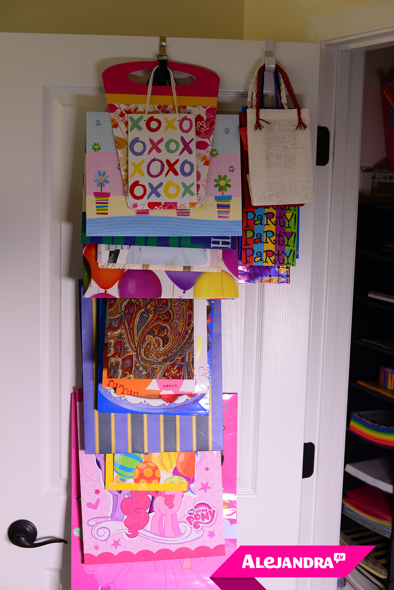 Over-the-Door Gift Bag Organizer