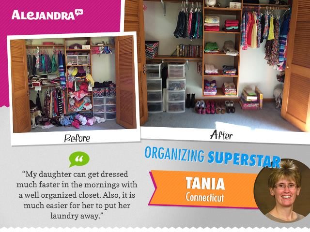 Tania organized her daughter's closet to make mornings easier.