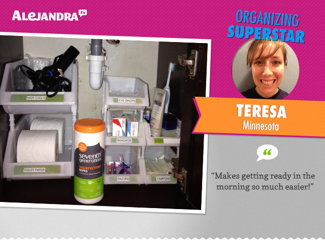 Let Power Productivity Program Superstar Teresa inspire you with how she’s made her morning routine more convenient, by adding clearly marked bins for commonly used items -- right under her bathroom sink!