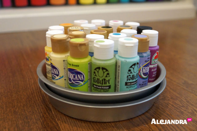 Home Office Organization Tips - DIY Craft Paint Organizer Lazy Susan